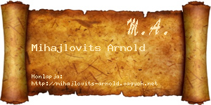 Mihajlovits Arnold névjegykártya
